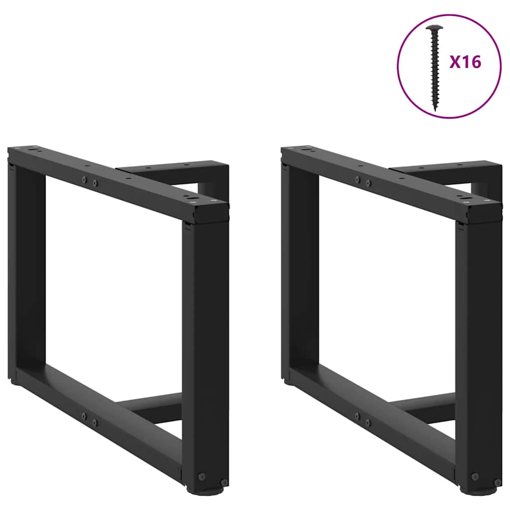 Pés para mesa de centro em forma de t, 2 peças, preto, 60x25x(42-43) cm, aço