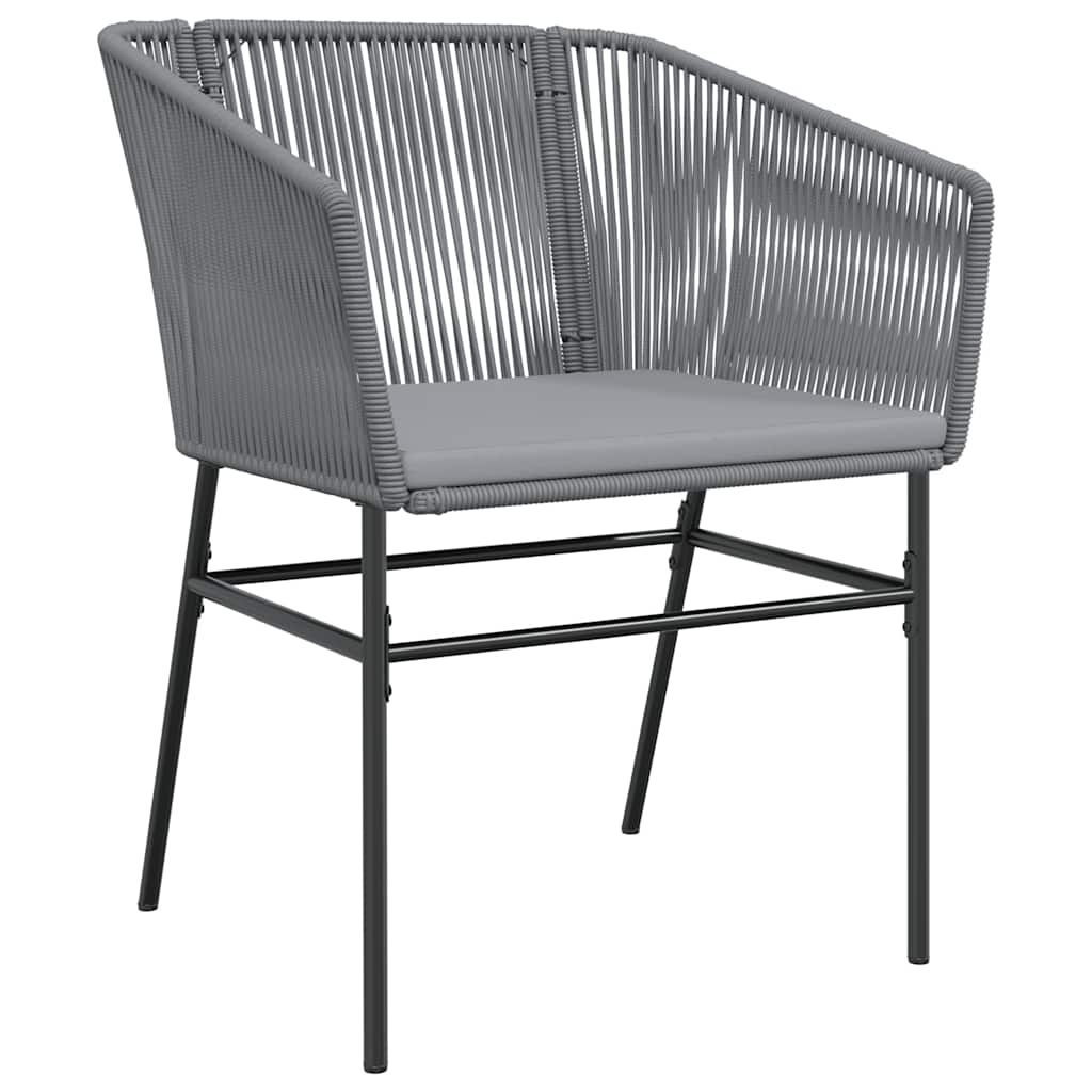 Conjunto jantar jardim 3 peças almofadas vidro vime cinzento PE
