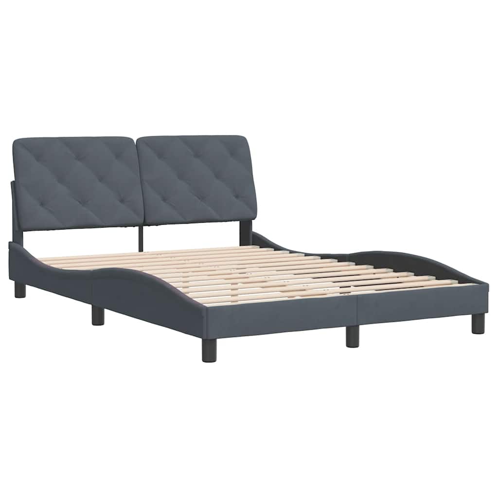 Estrutura de cama sem colchão 120x200 cm veludo cinzento-escuro