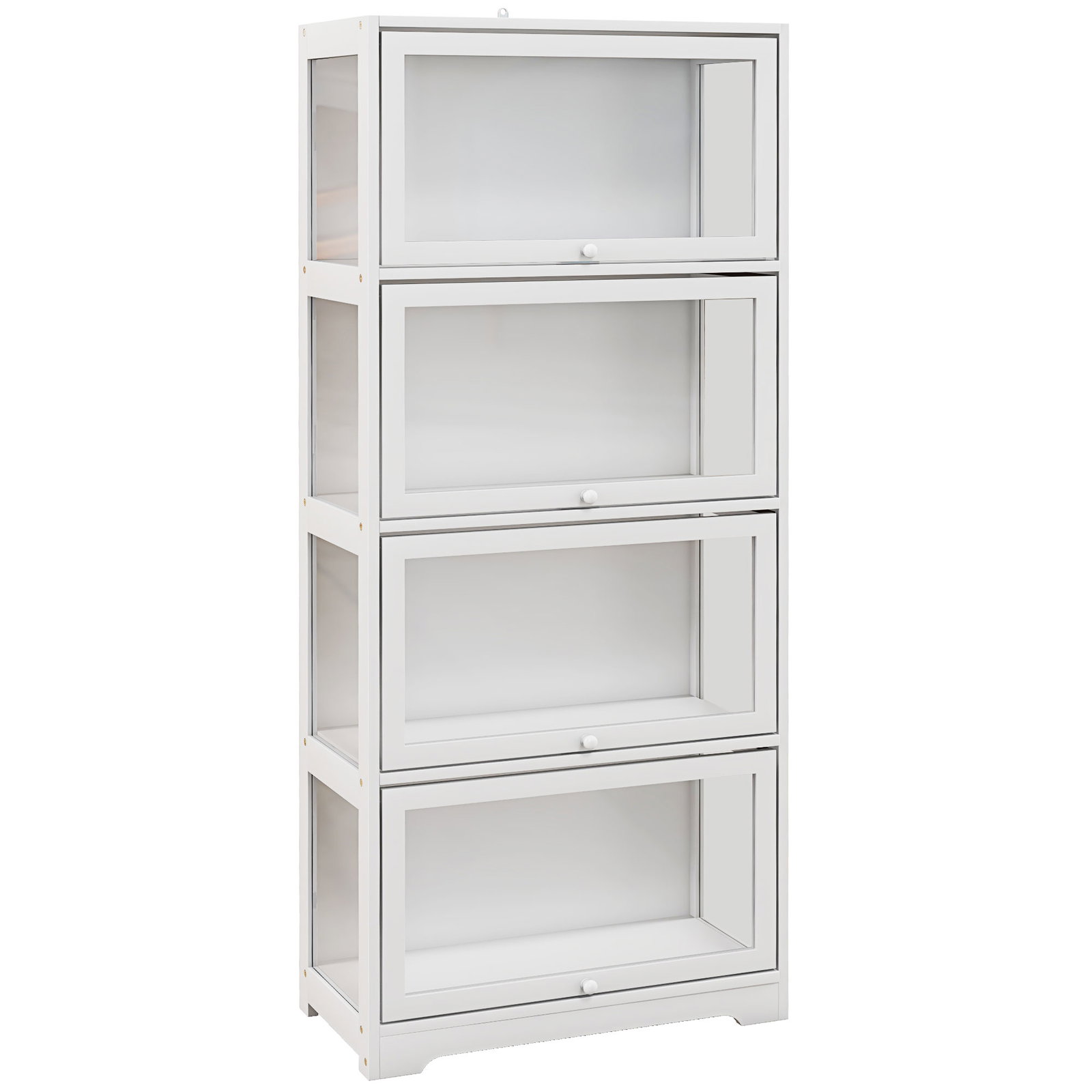 Vitrine branco de 4 níveis para sala de estar anti-tombo 59x30x139 cm com portas abatíveis de acrílico colecionador