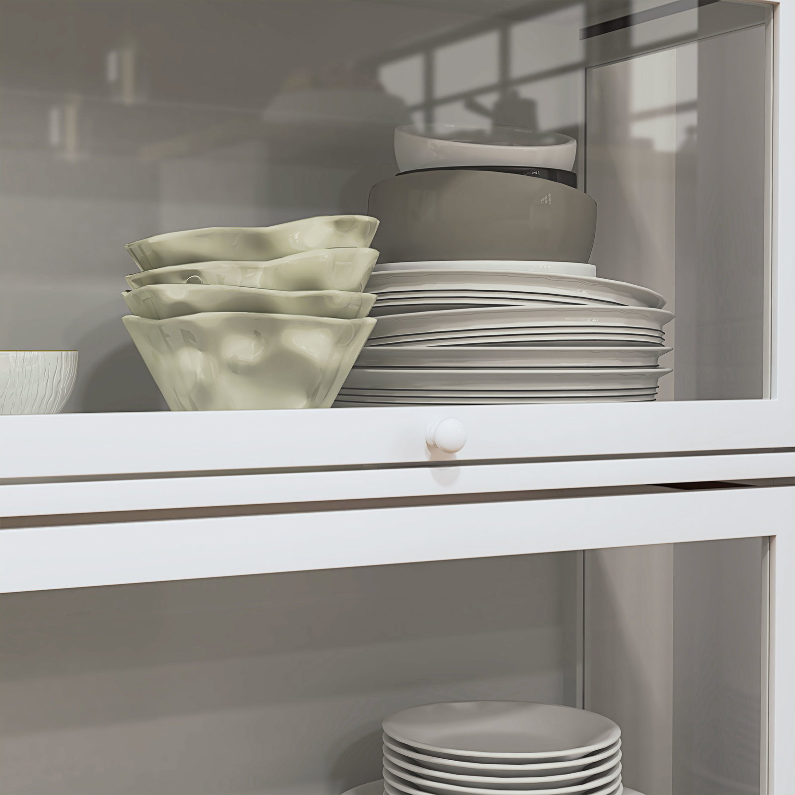 Vitrine branco de 4 níveis para sala de estar anti-tombo 59x30x139 cm com portas abatíveis de acrílico colecionador