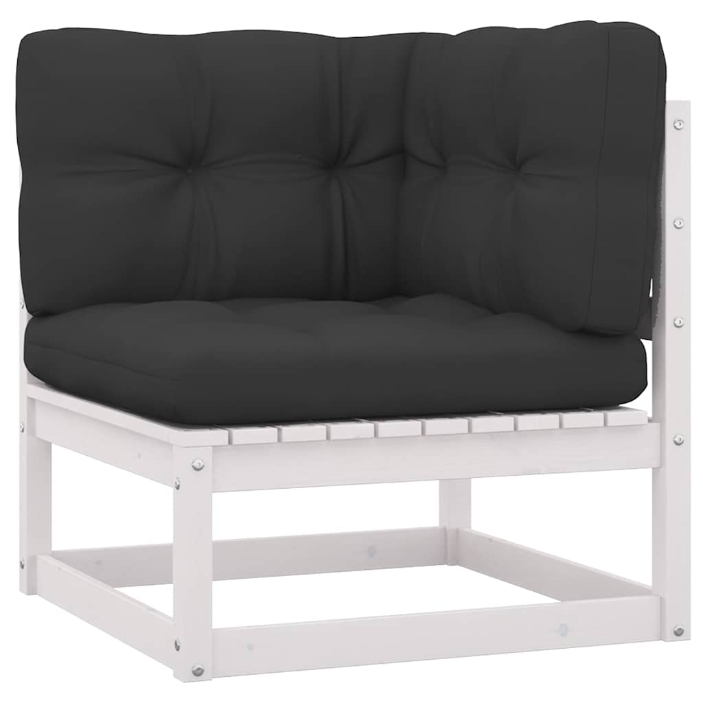 4 Pcs conjunto lounge de jardim c/ almofadões pinho maciço