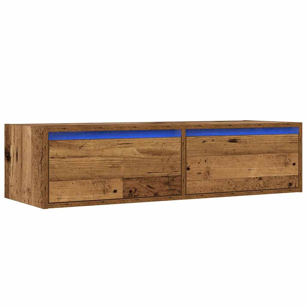 Móvel de TV com luzes LED 100x35,5x25 cm madeira velha