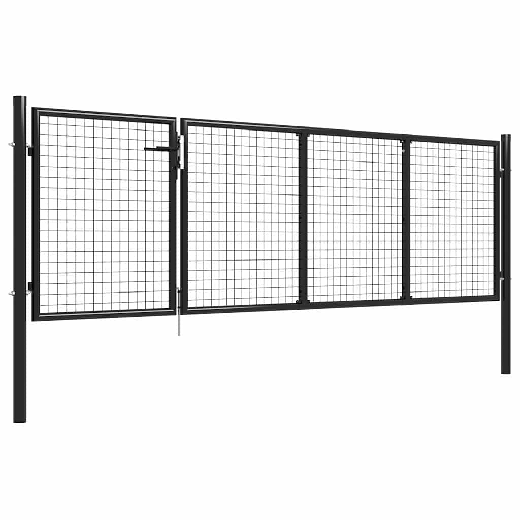 Portão de jardim em aço 350 x 75 cm antracite
