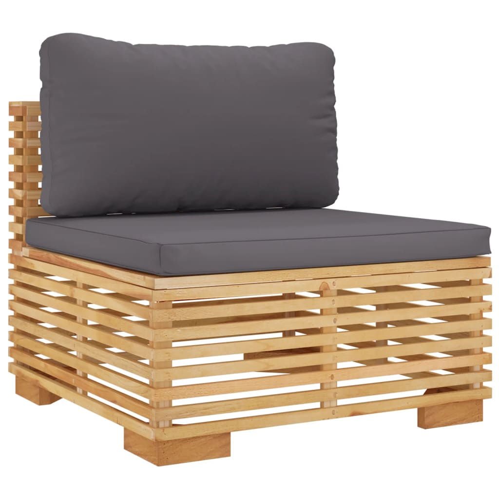 3 Pcs conjunto lounge jardim c/ almofadões madeira teca maciça