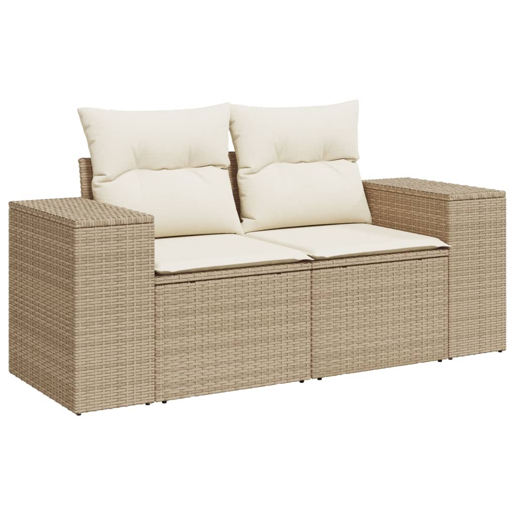 5 Pcs conjunto de sofás p/ jardim com almofadões vime PE bege