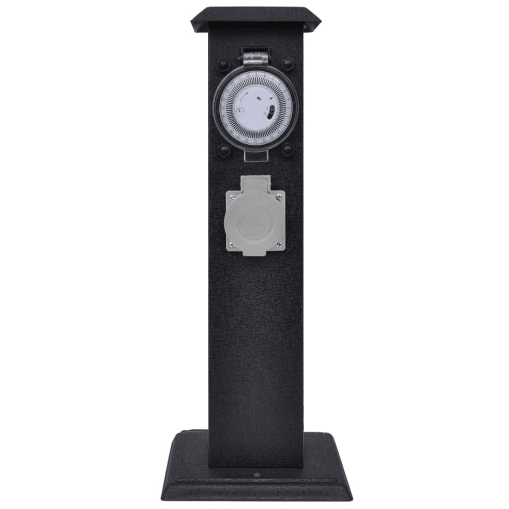 Coluna tomada para jardim com timer, preta