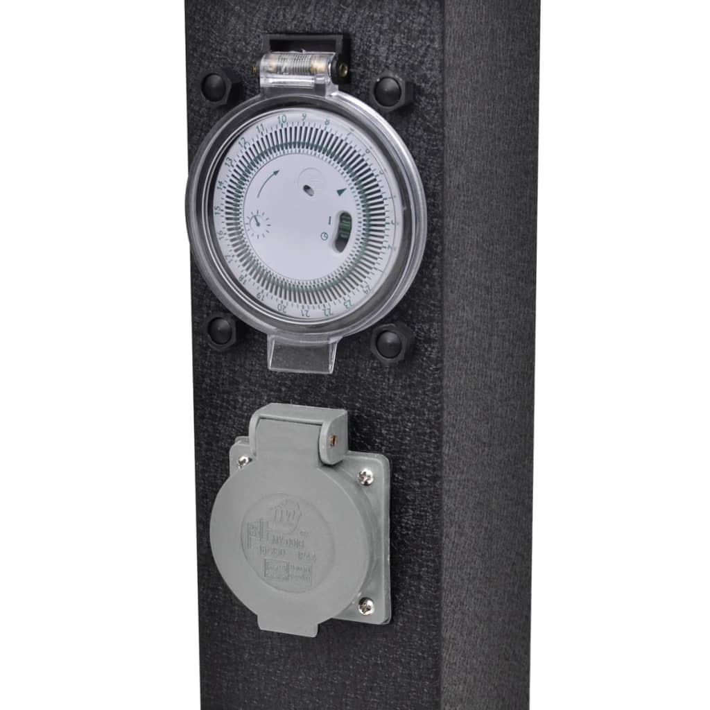 Coluna tomada para jardim com timer, preta