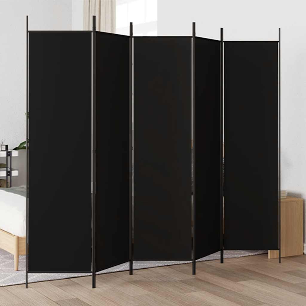 Divisória de quarto com 5 painéis 250x200 cm tecido preto