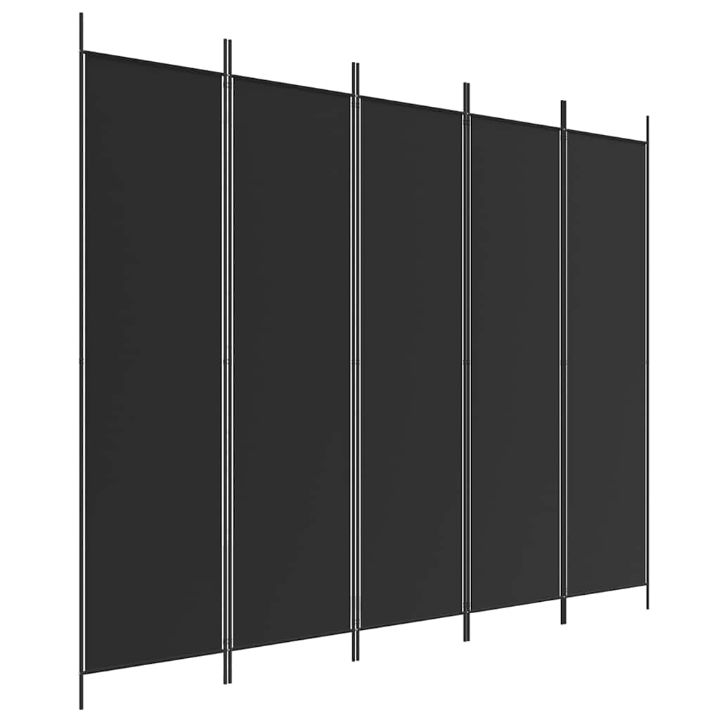 Divisória de quarto com 5 painéis 250x200 cm tecido preto