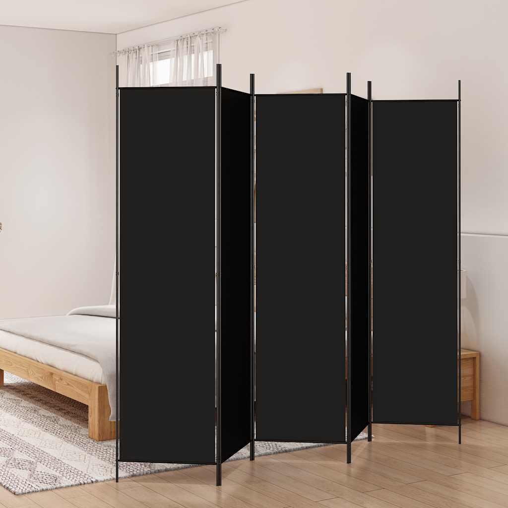 Divisória de quarto com 5 painéis 250x200 cm tecido preto
