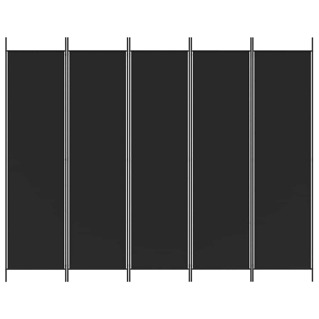 Divisória de quarto com 5 painéis 250x200 cm tecido preto