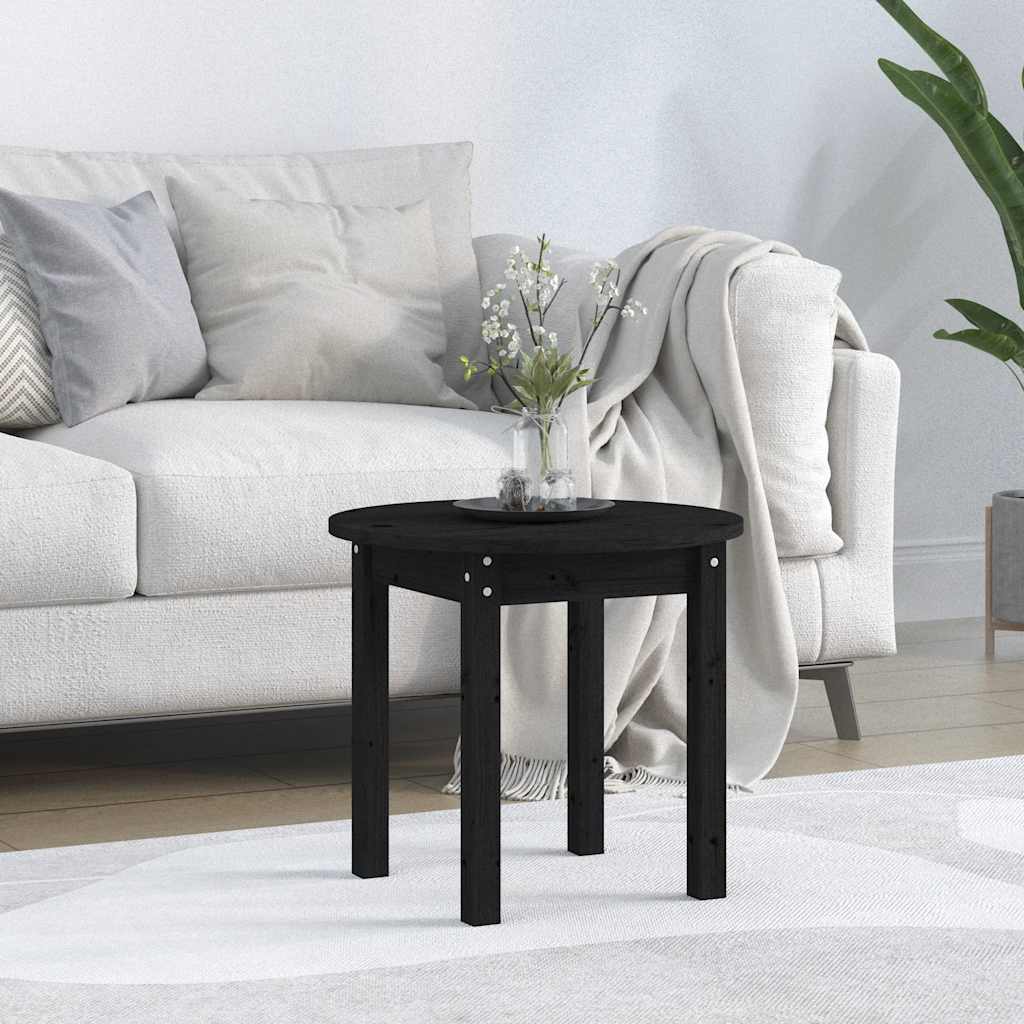 Mesa de centro ø 45x40 cm madeira de pinho maciça preto