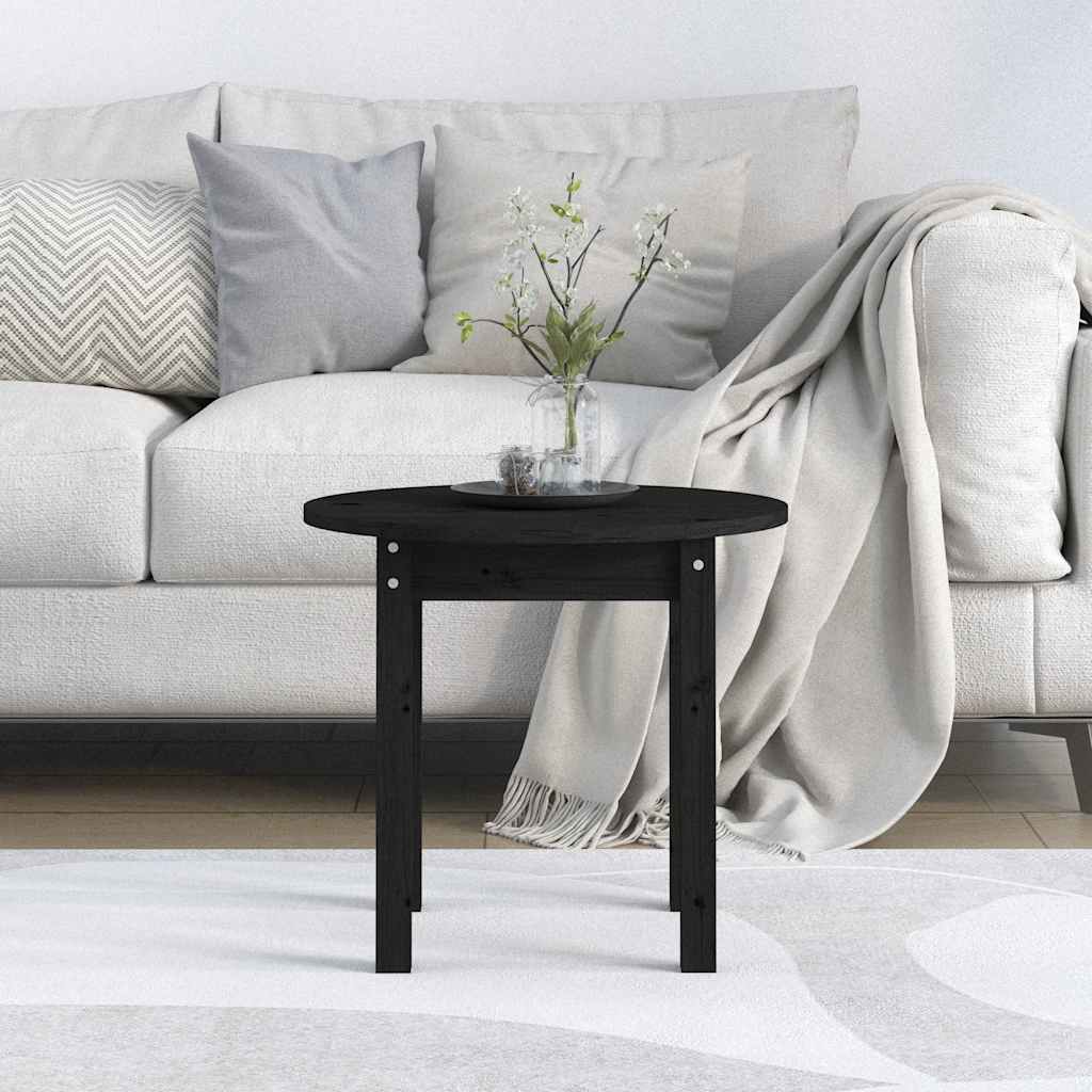 Mesa de centro ø 45x40 cm madeira de pinho maciça preto