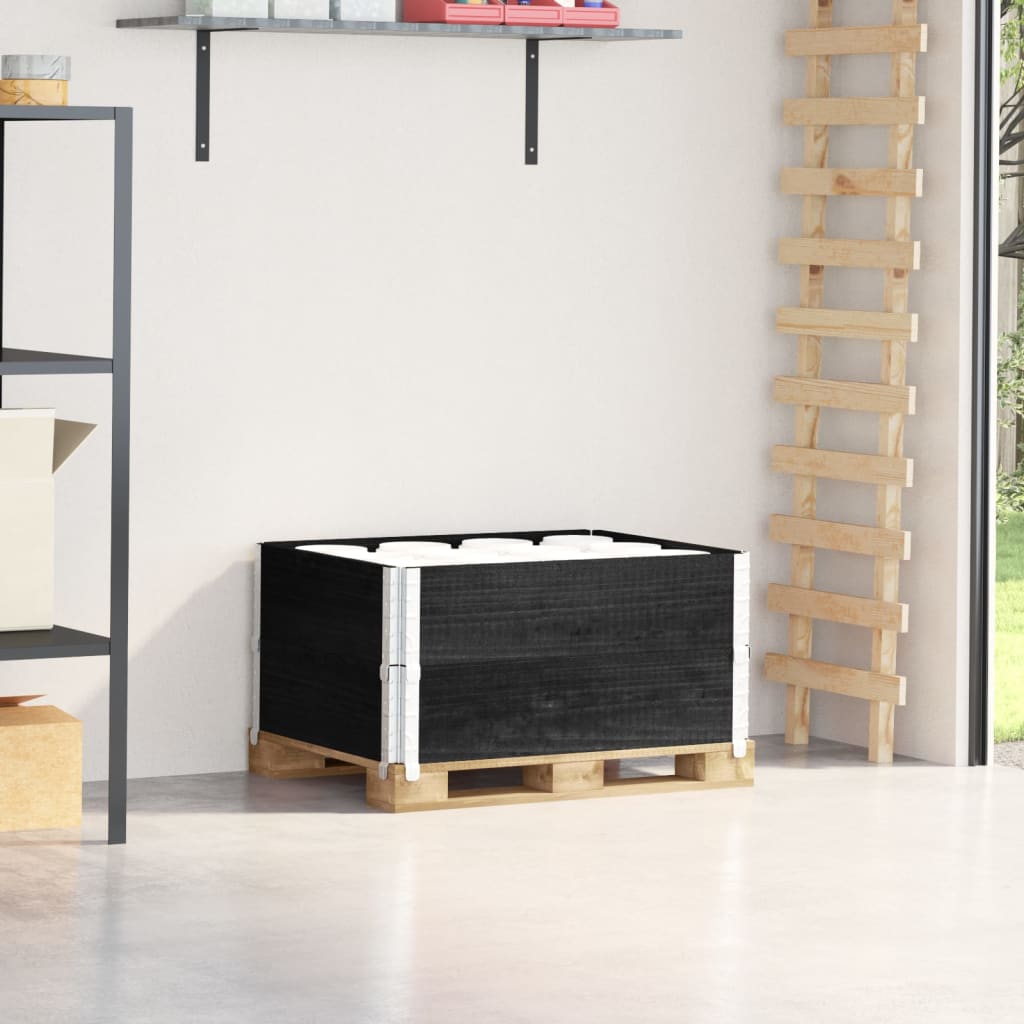 Colares p/ paletes 2 pcs 80x60 cm madeira de pinho maciça preto