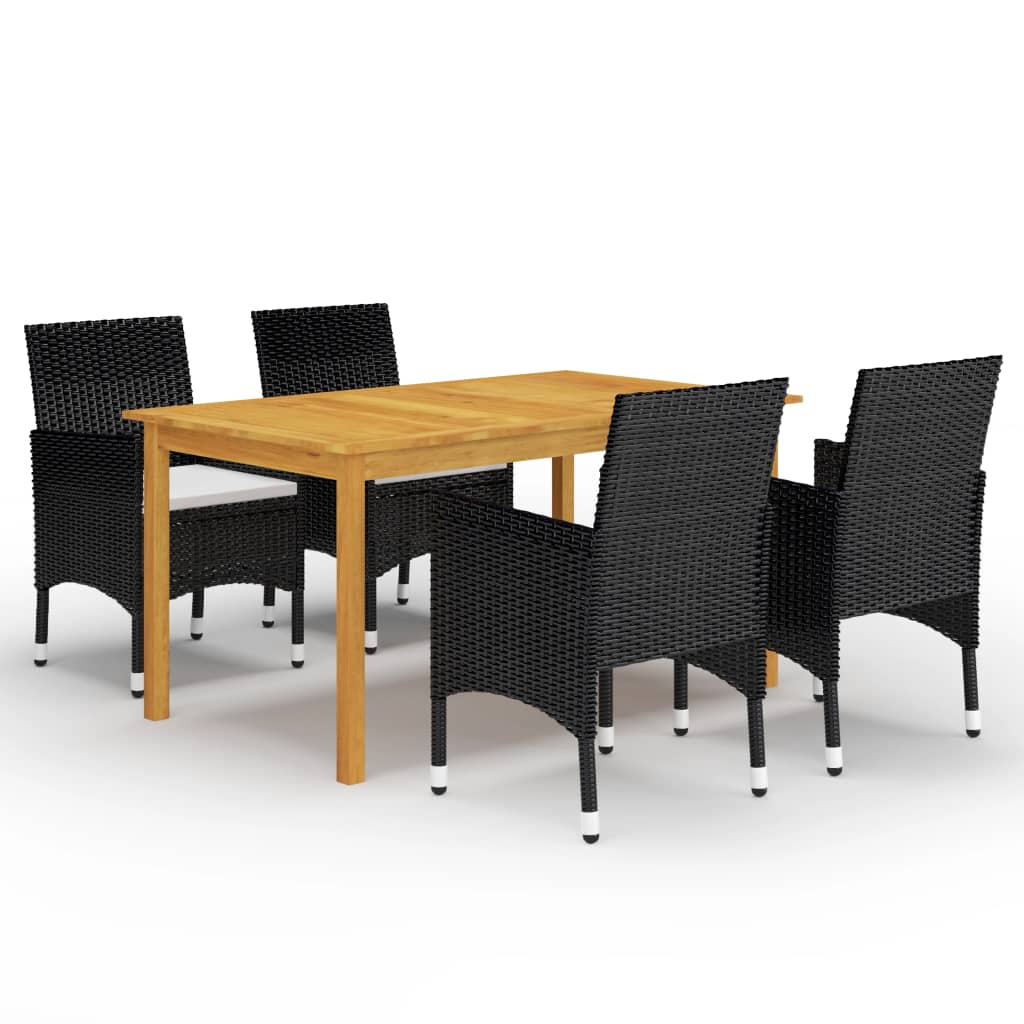 5 Pcs conjunto de jantar para jardim preto