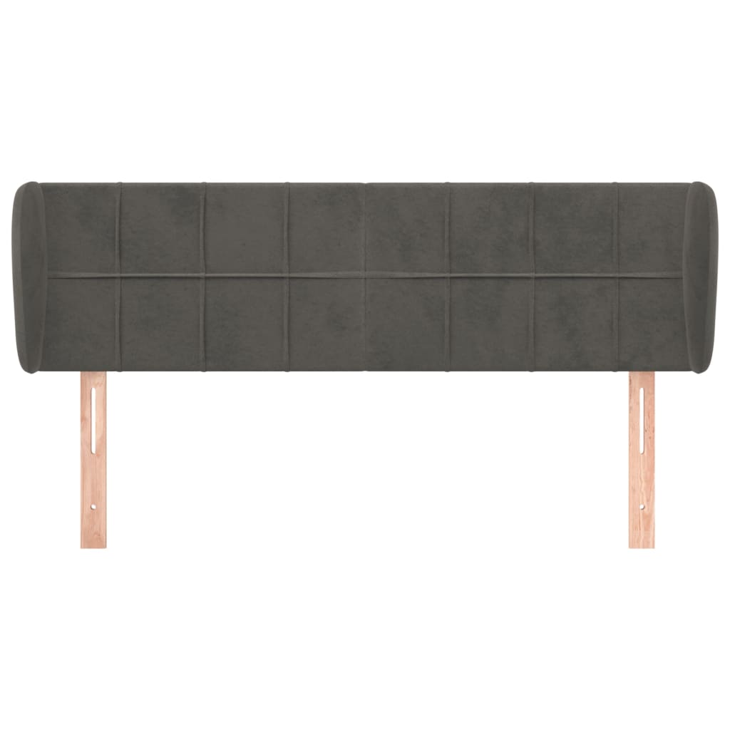 Cabeceira de cama c/ abas veludo 147x23x78/88cm cinzento-escuro