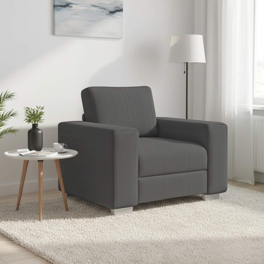 Poltrona 100x77x82 cm tecido corduroy cinzento-escuro