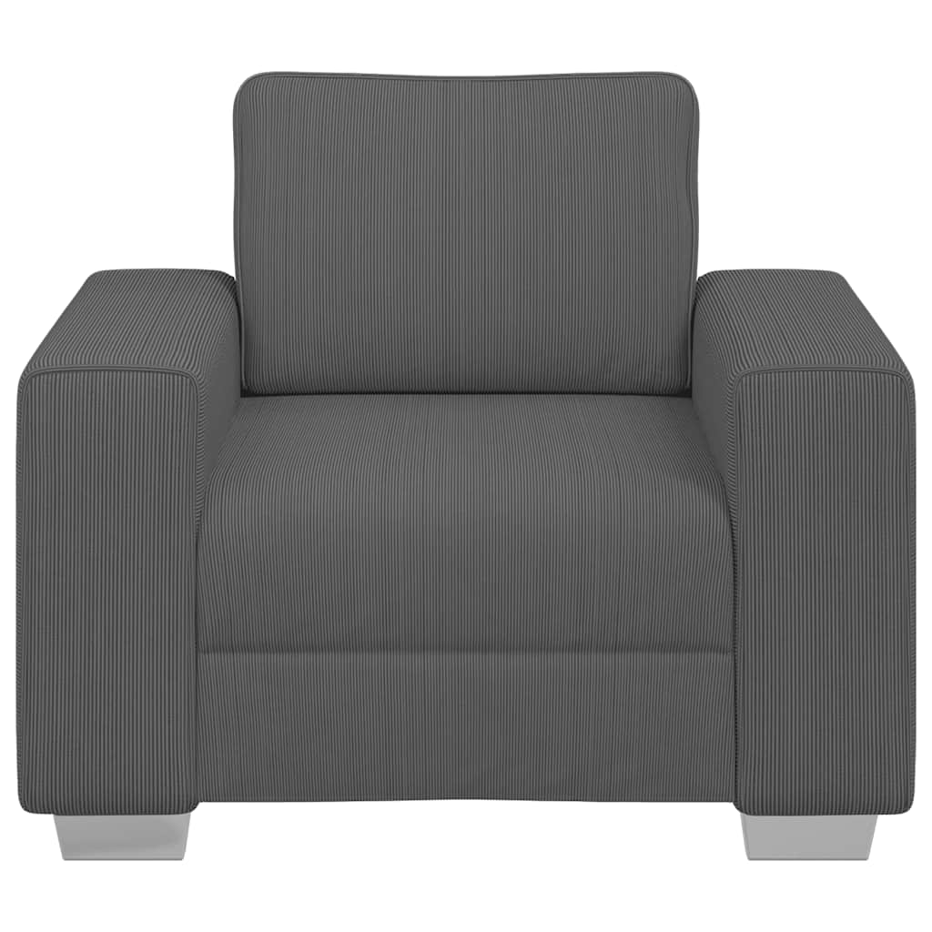 Poltrona 100x77x82 cm tecido corduroy cinzento-escuro