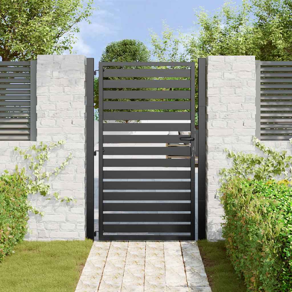 Portão de jardim com fechadura preto 100x150 cm alumínio