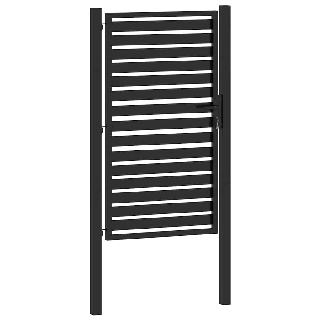 Portão de jardim com fechadura preto 100x150 cm alumínio