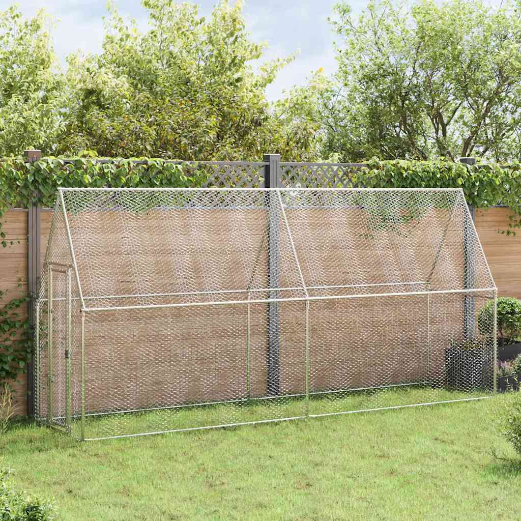Galinheiro 400x100x190 cm aço galvanizado prateado