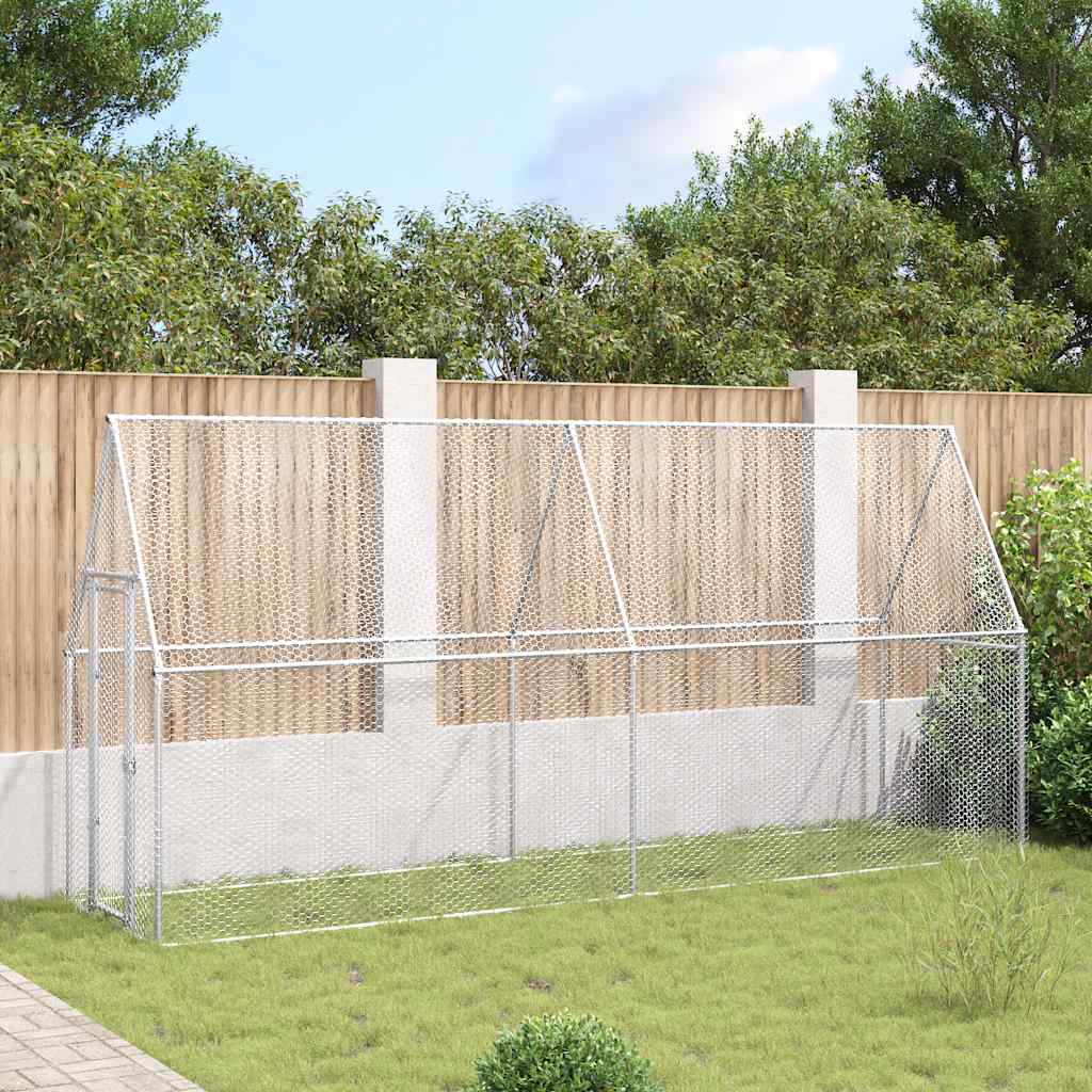Galinheiro 400x100x190 cm aço galvanizado prateado