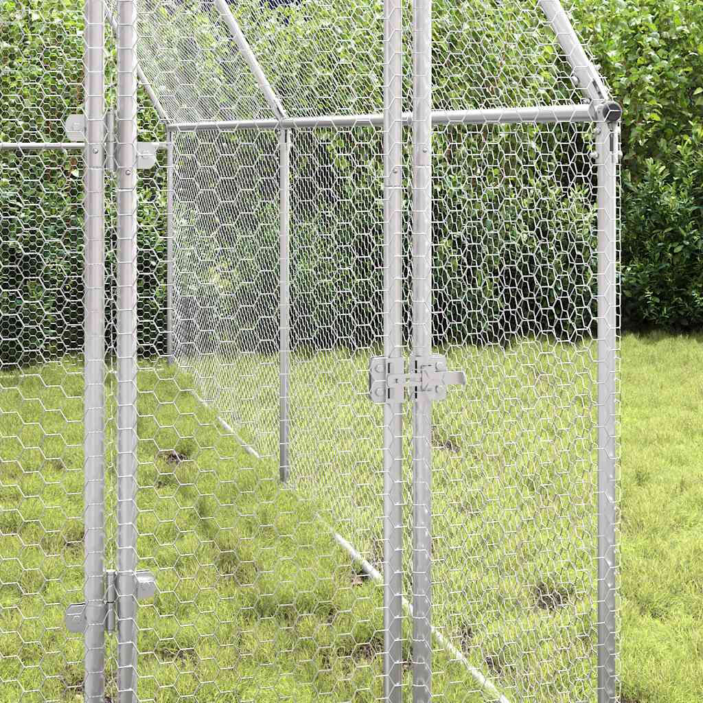 Galinheiro 400x100x190 cm aço galvanizado prateado