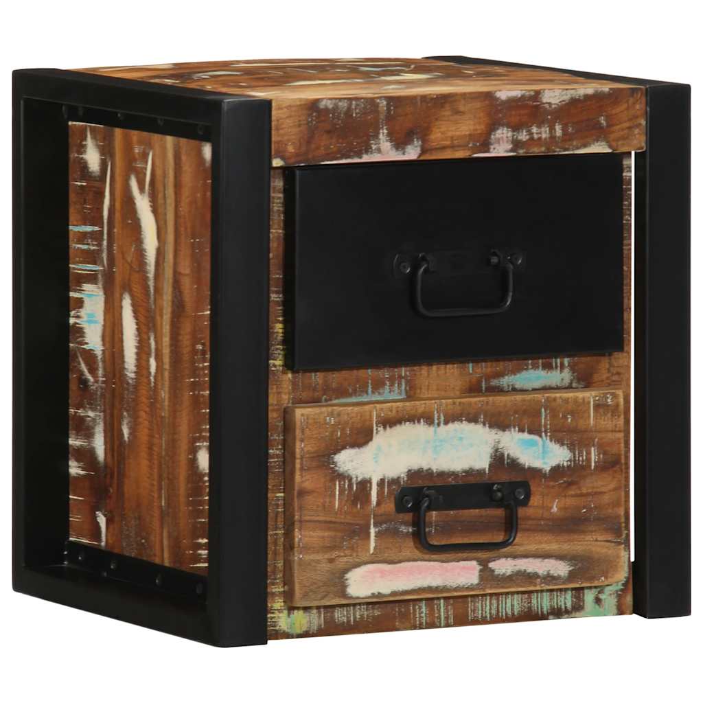Mesa de cabeceira multicor 40x35x40cm madeira maciça recuperada