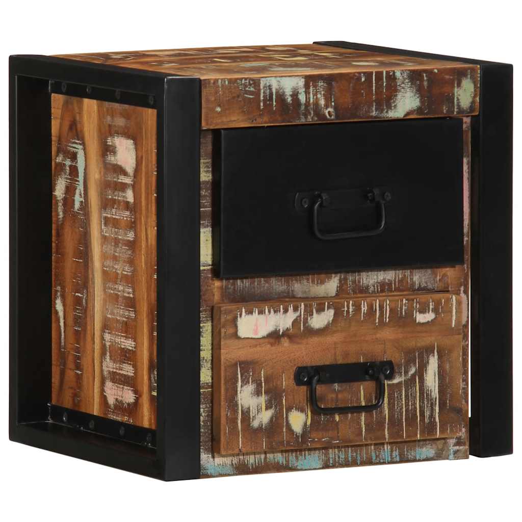 Mesa de cabeceira multicor 40x35x40cm madeira maciça recuperada