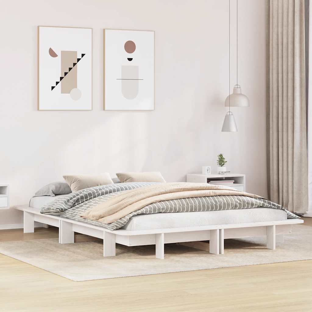 Cama sem colchão 120x200 cm madeira de pinho maciça branco