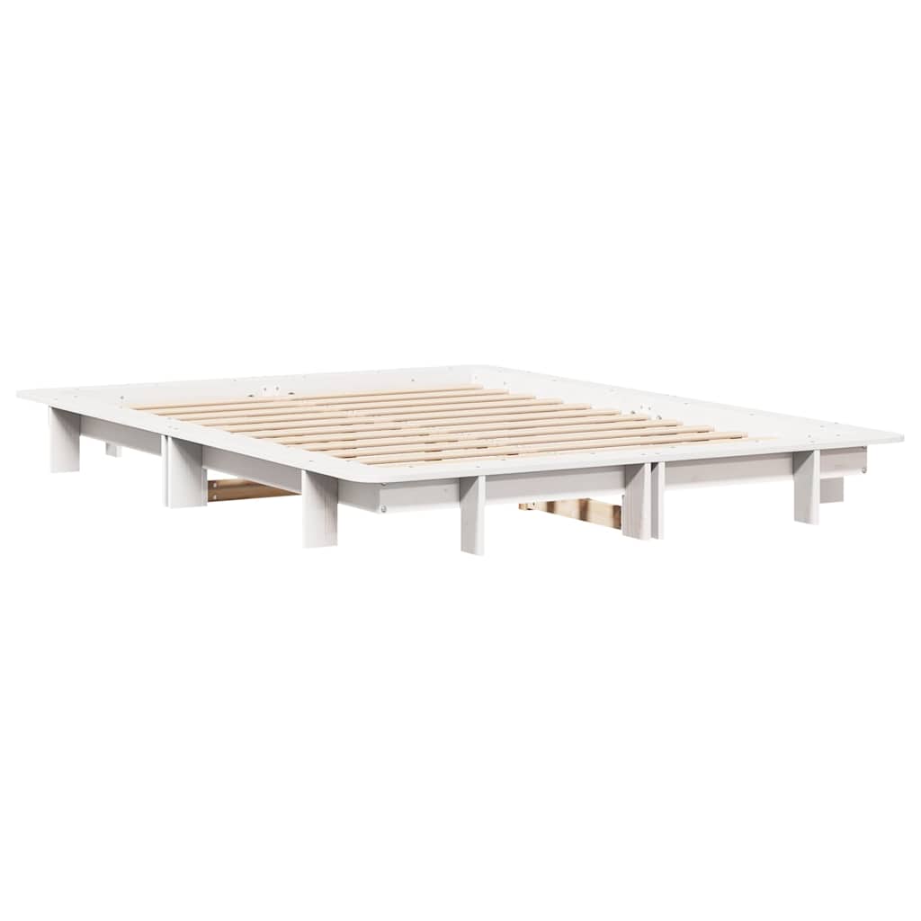 Cama sem colchão 120x200 cm madeira de pinho maciça branco