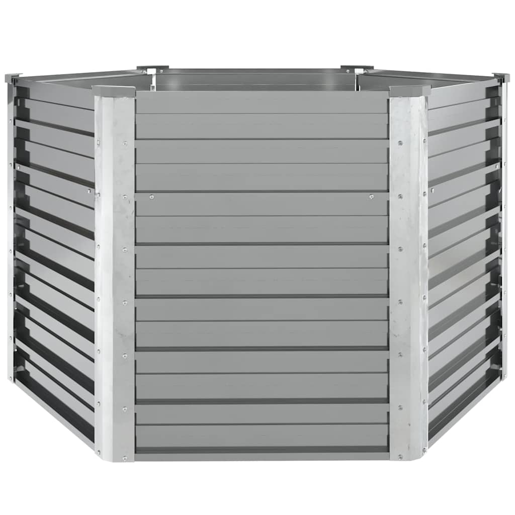 Canteiro elevado jardim aço galvanizado 129x129x77 cm cinzento