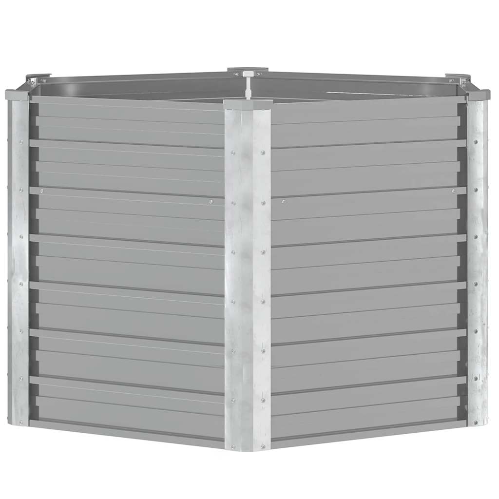 Canteiro elevado jardim aço galvanizado 129x129x77 cm cinzento