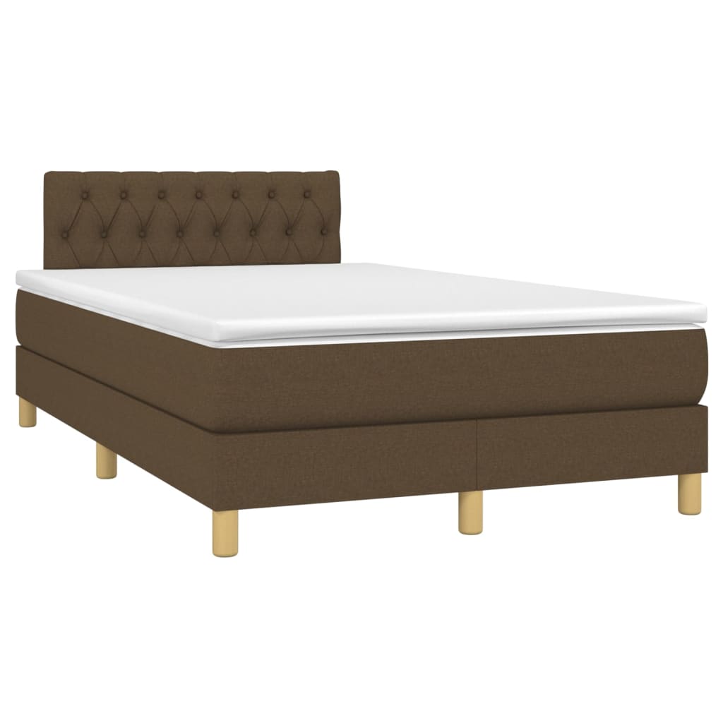 Cama com molas/colchão 120x200 cm tecido castanho-escuro