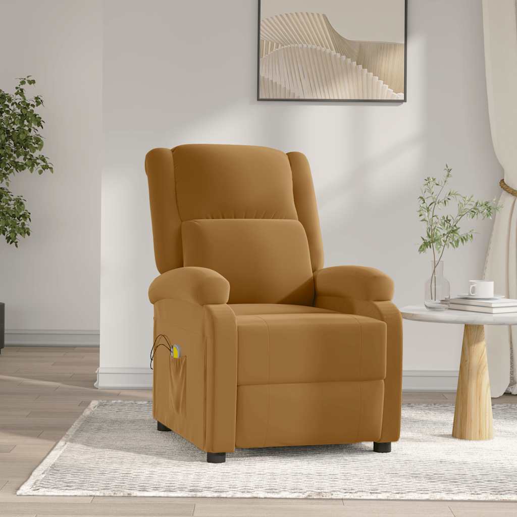 Poltrona de massagens elétrica veludo castanho