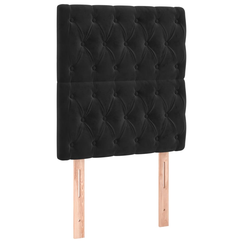 Cabeceira de cama c/ luzes LED veludo 80x7x118/128 cm preto
