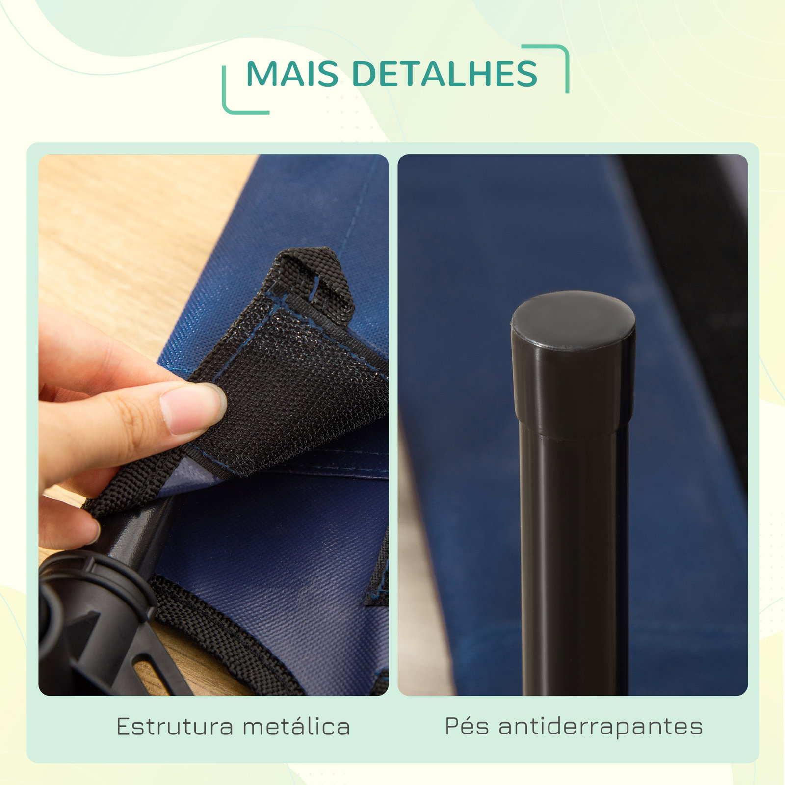 Cama para animais de estimação cama elevada para cães gatos com tecido transpirável para dormir exterior jardim terraço 76x61x18cm azul