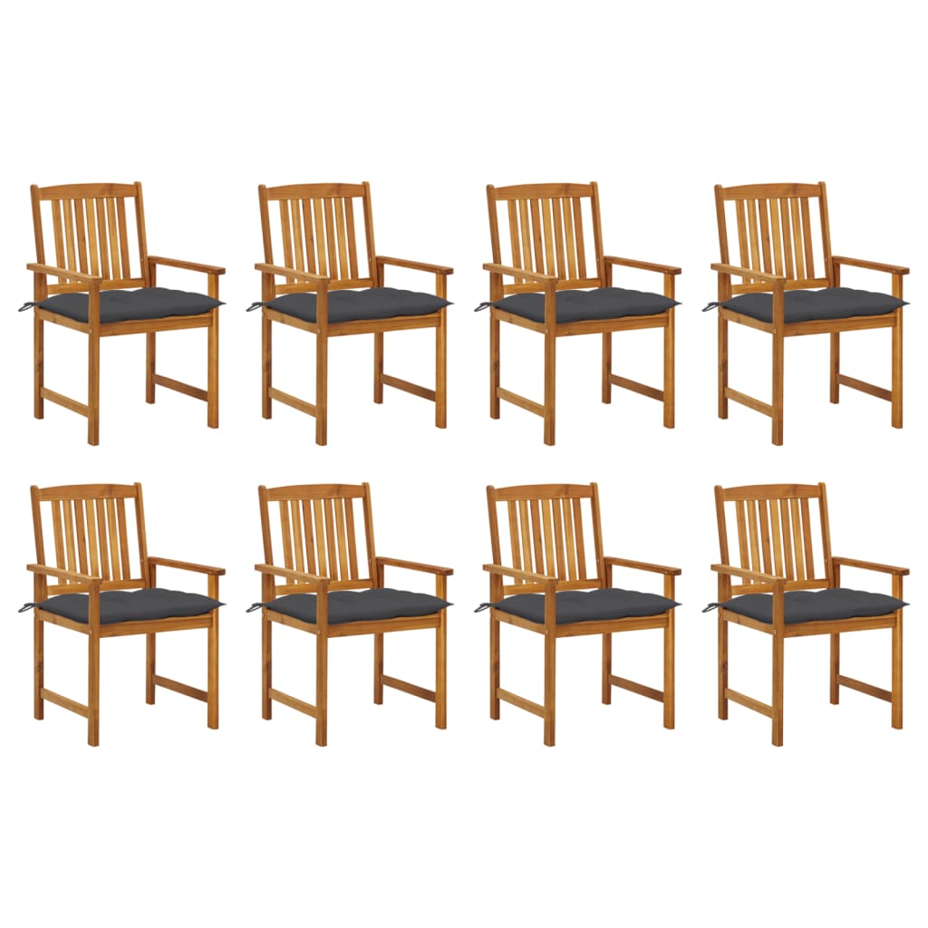 Cadeiras de jardim com almofadões 8 pcs acácia maciça