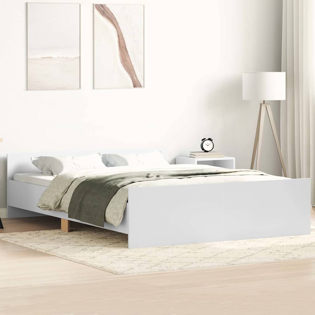 Estrutura de cama com cabeceira e pés 135x190 cm branco