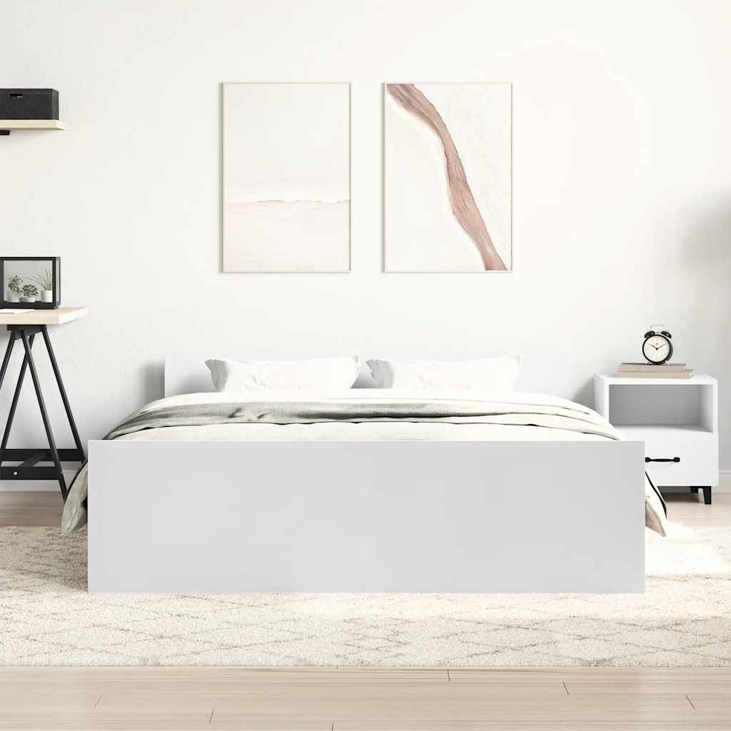 Estrutura de cama com cabeceira e pés 135x190 cm branco