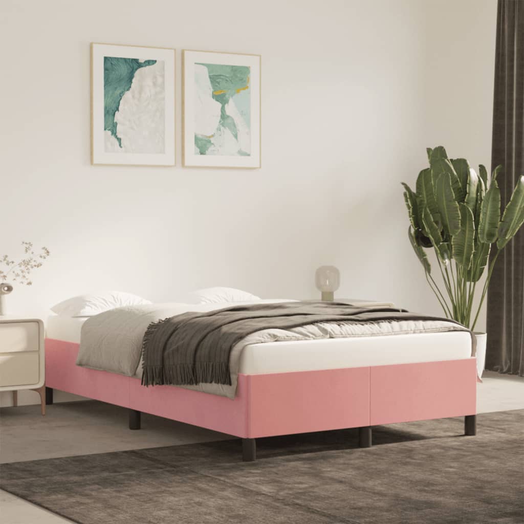 Estrutura de cama com colchão 120x190 cm veludo rosa
