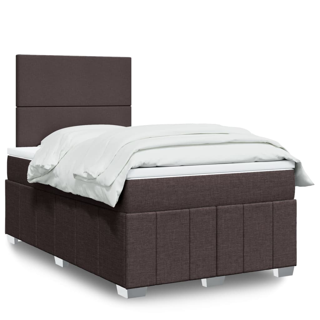 Cama boxspring com colchão 120x190 cm tecido castanho-escuro