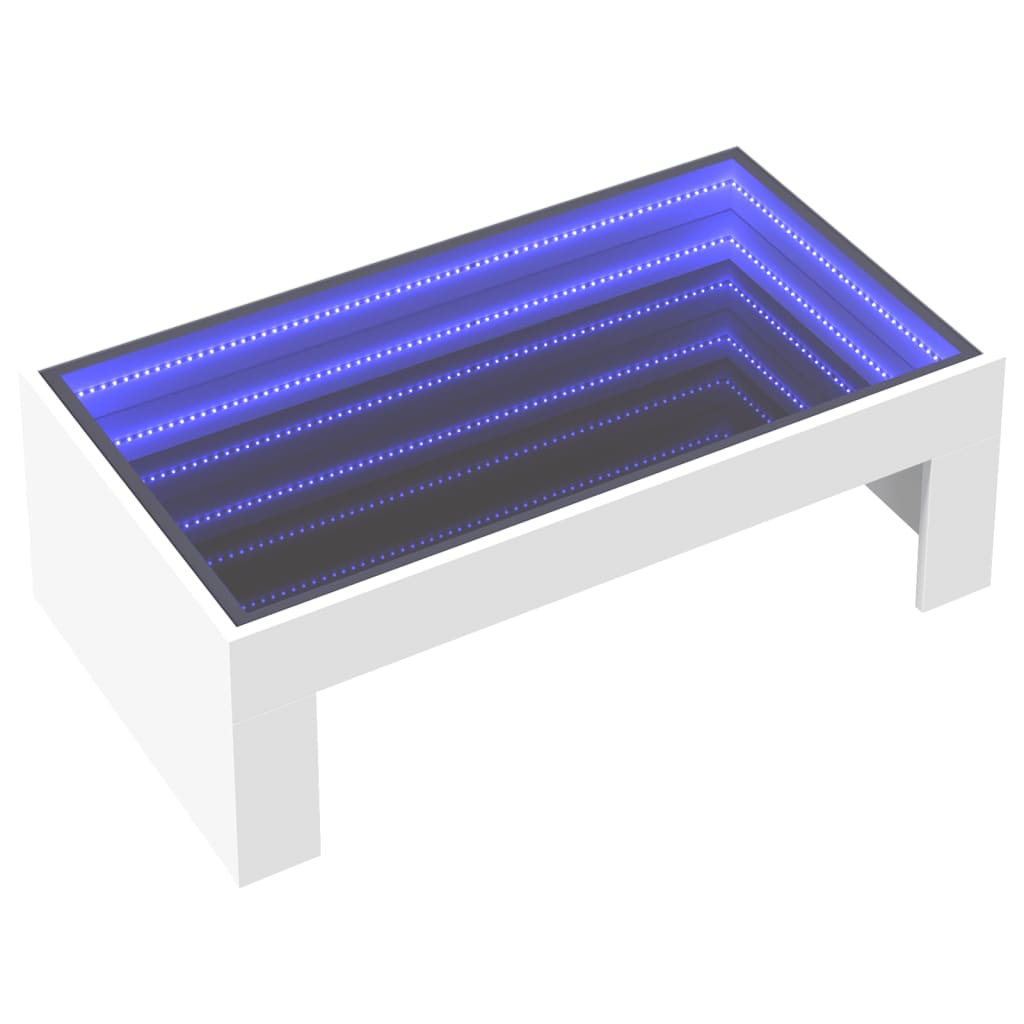 Mesa de centro com luzes LED infinity 90x50x30 cm branco