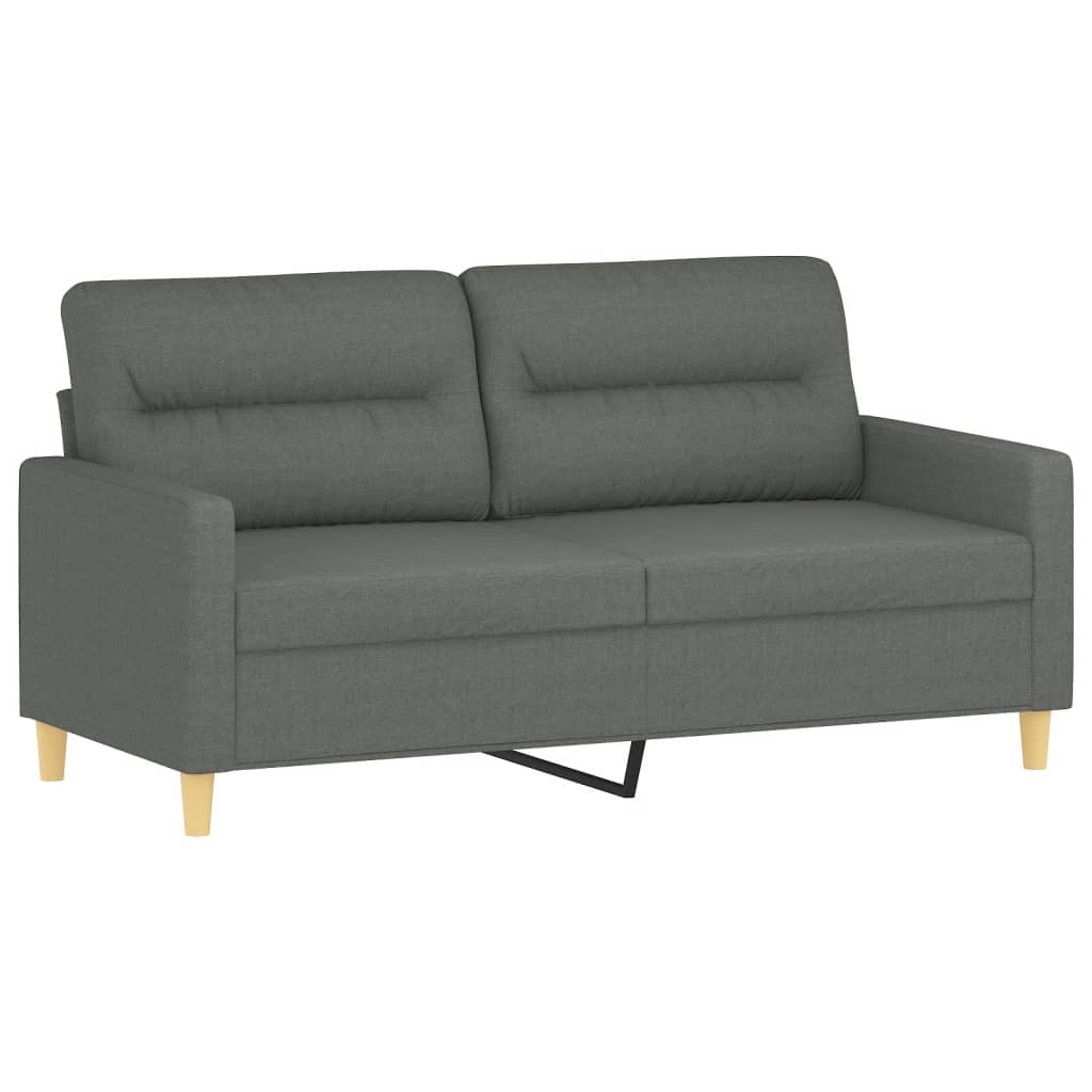 3 Pcs conjunto de sofás com almofadas tecido cinzento-escuro