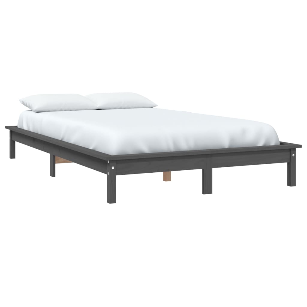 Estrutura de cama 160x200 cm pinho maciço cinzento