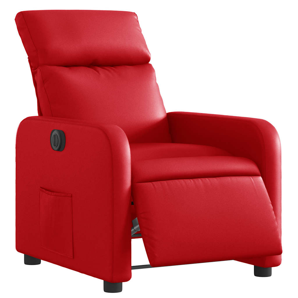 Poltrona reclinável elétrica couro artificial vermelho