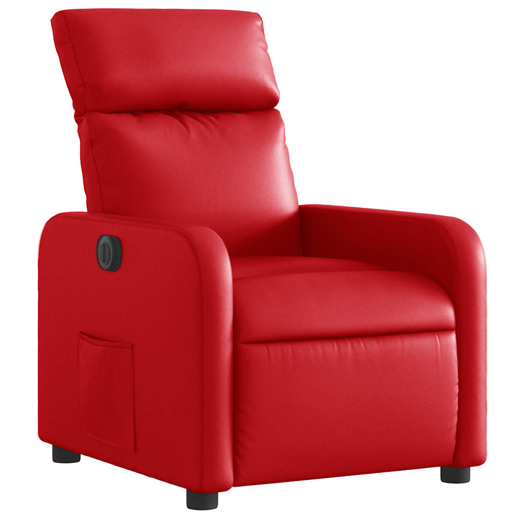 Poltrona reclinável elétrica couro artificial vermelho