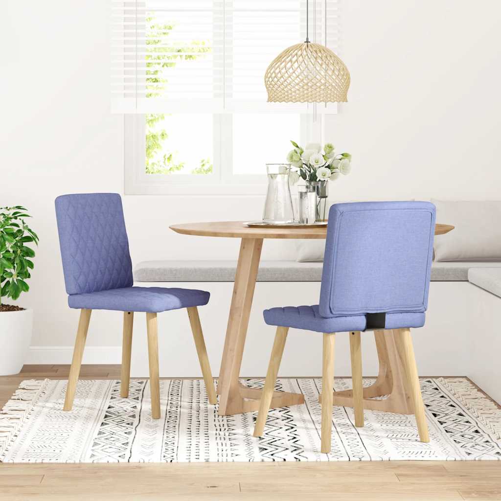 Cadeiras de jantar 2 pcs jeans tecido azul