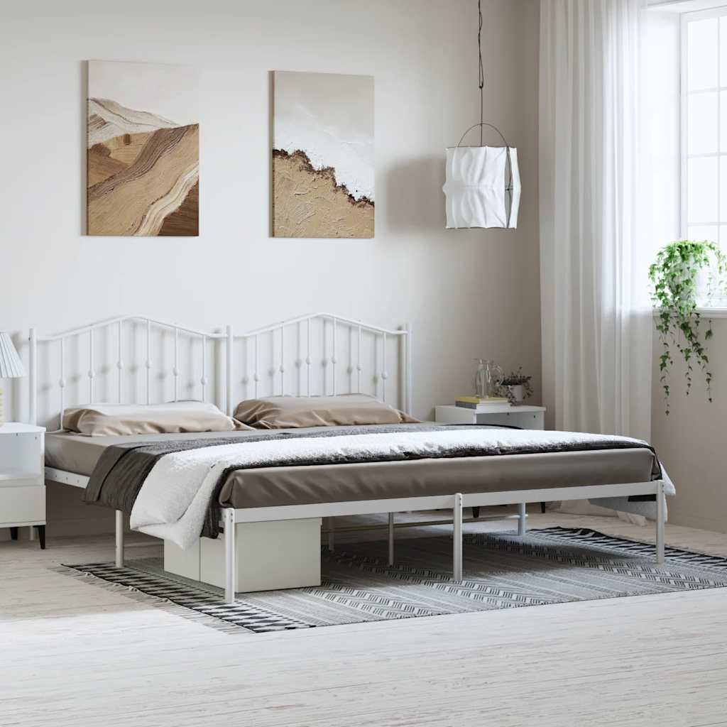 Estrutura de cama com cabeceira 193x203 cm metal branco